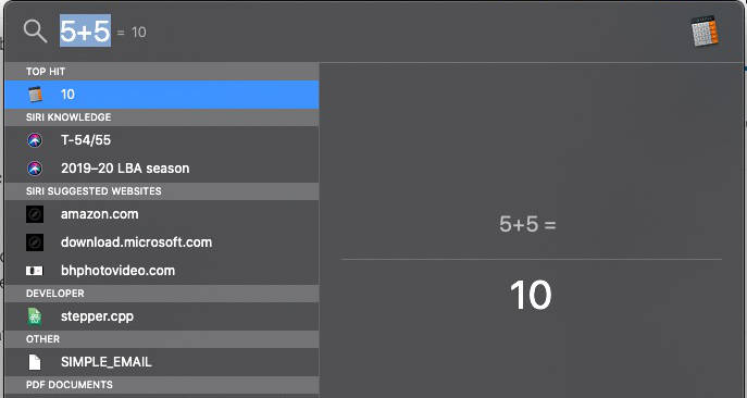 Spotlight calculator on mac