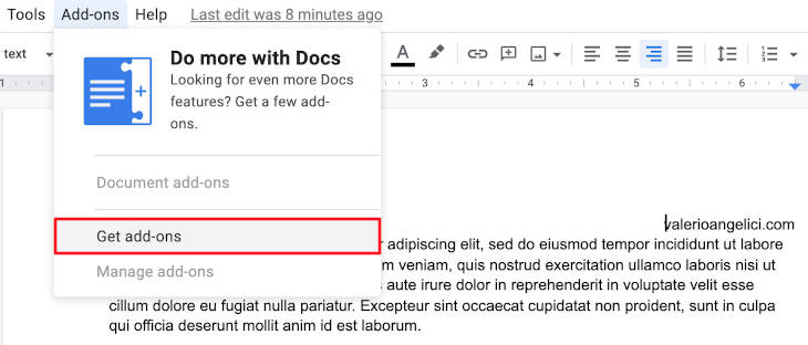 Google docs - Get add-ons