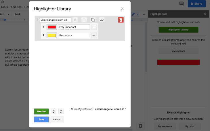 Highlight tool add-on - configuring the highlighter library